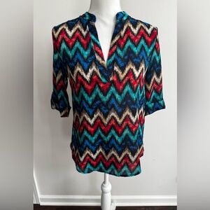 Discreet Multicolor Chevron Blouse